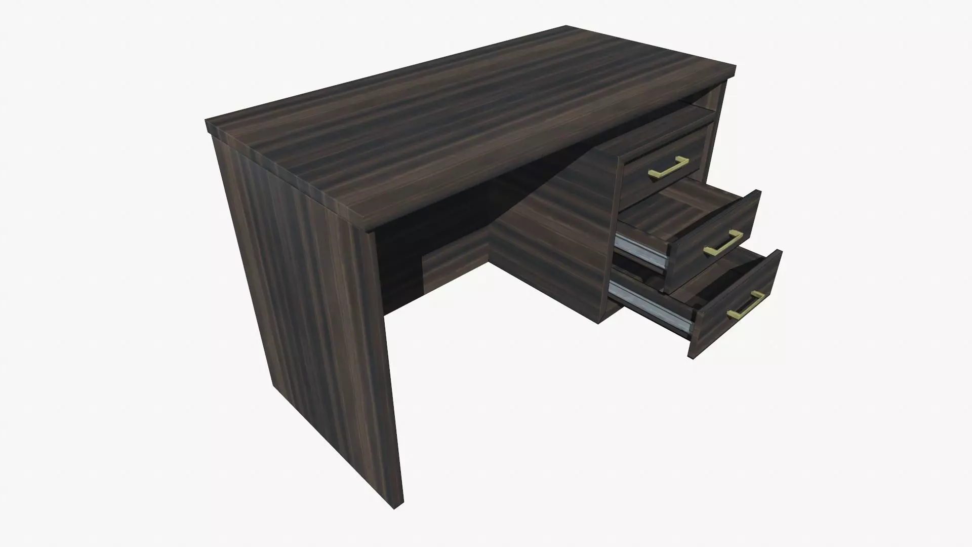 Modern Wood PC Desk Low Poly PBR Game Ready Asset tabble Low-poly 3D model_0