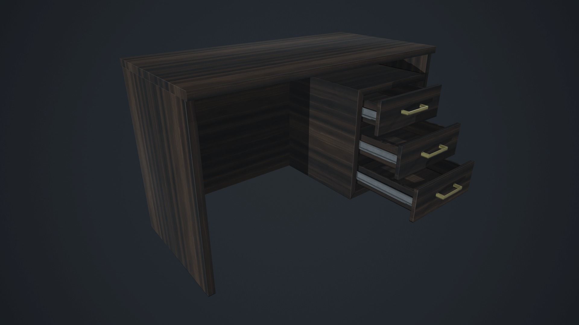 Modern Wood PC Desk Low Poly PBR Game Ready Asset tabble Low-poly 3D model_10