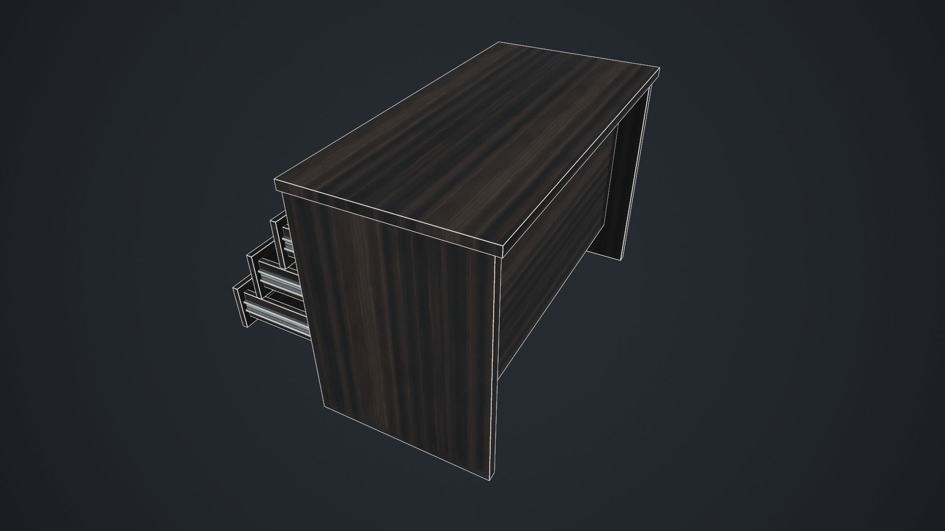 Modern Wood PC Desk Low Poly PBR Game Ready Asset tabble Low-poly 3D model_17