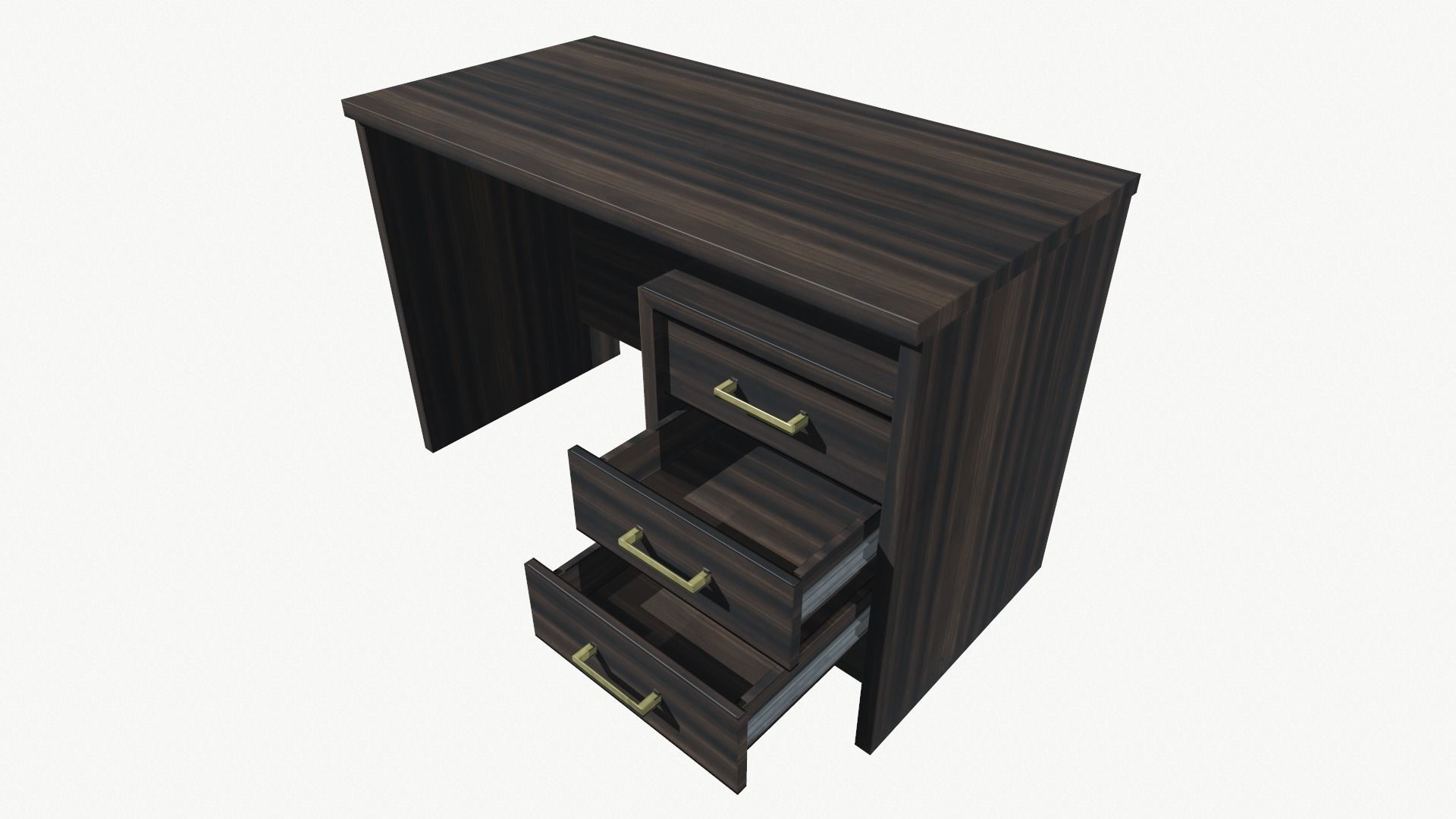 Modern Wood PC Desk Low Poly PBR Game Ready Asset tabble Low-poly 3D model_1