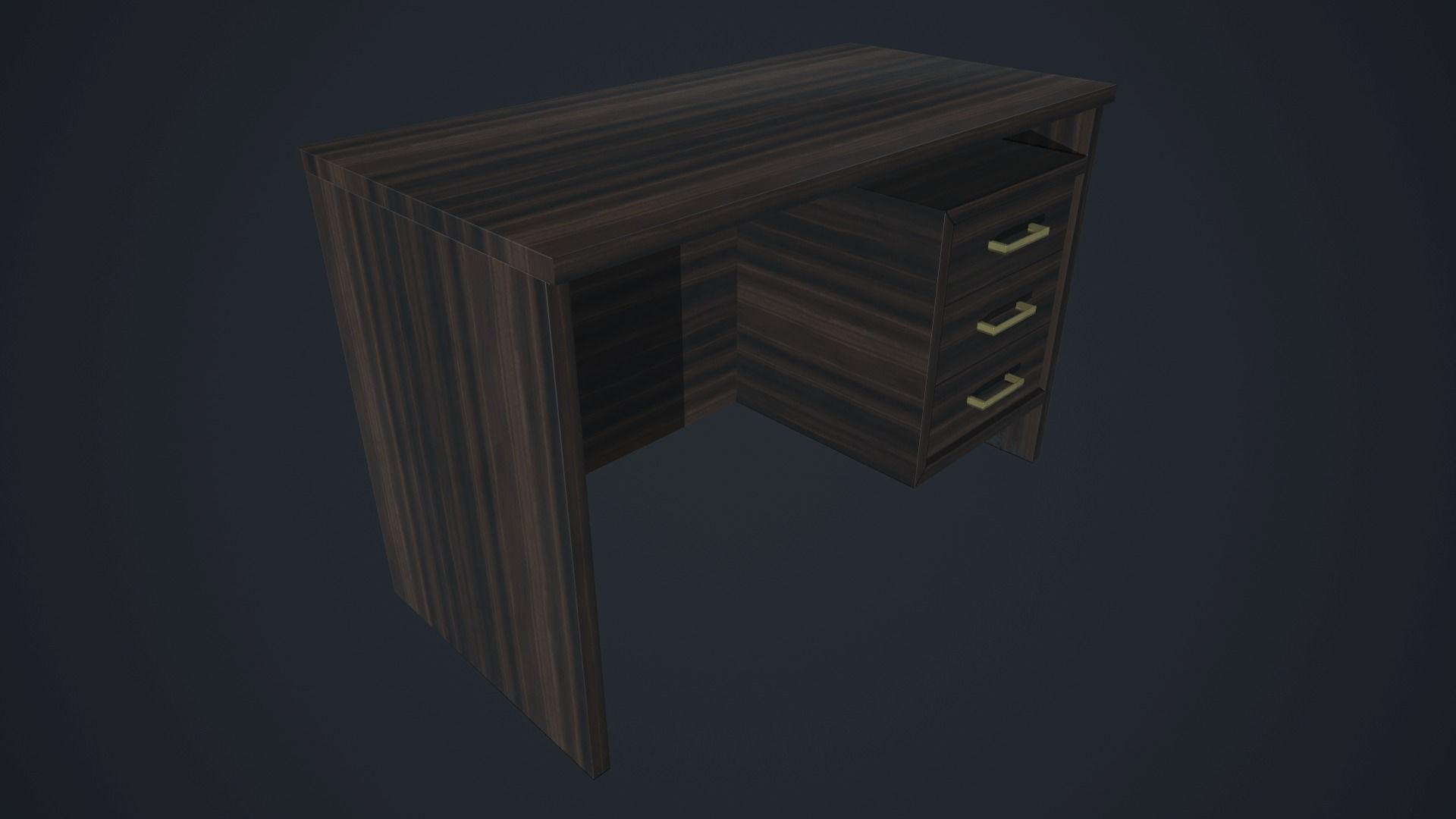 Modern Wood PC Desk Low Poly PBR Game Ready Asset tabble Low-poly 3D model_12