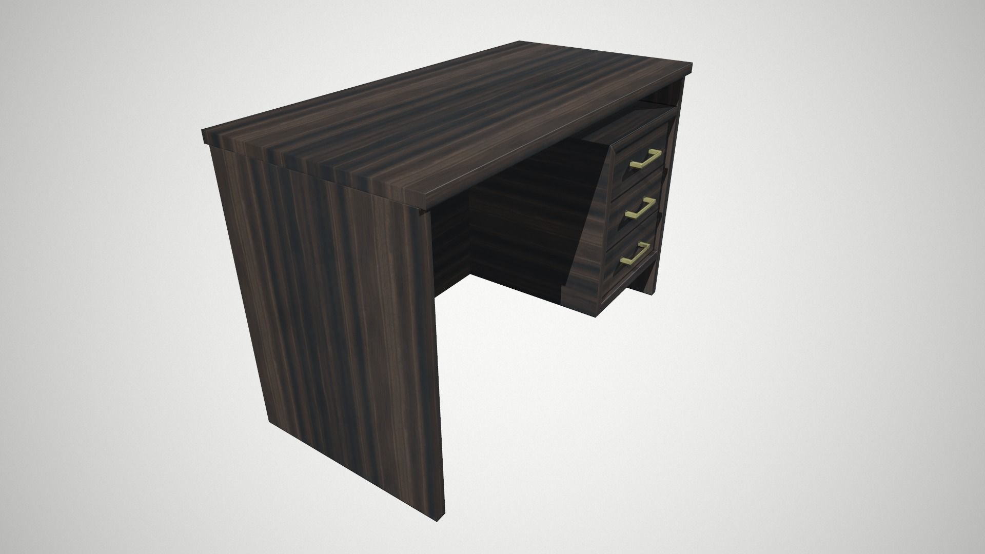 Modern Wood PC Desk Low Poly PBR Game Ready Asset tabble Low-poly 3D model_7