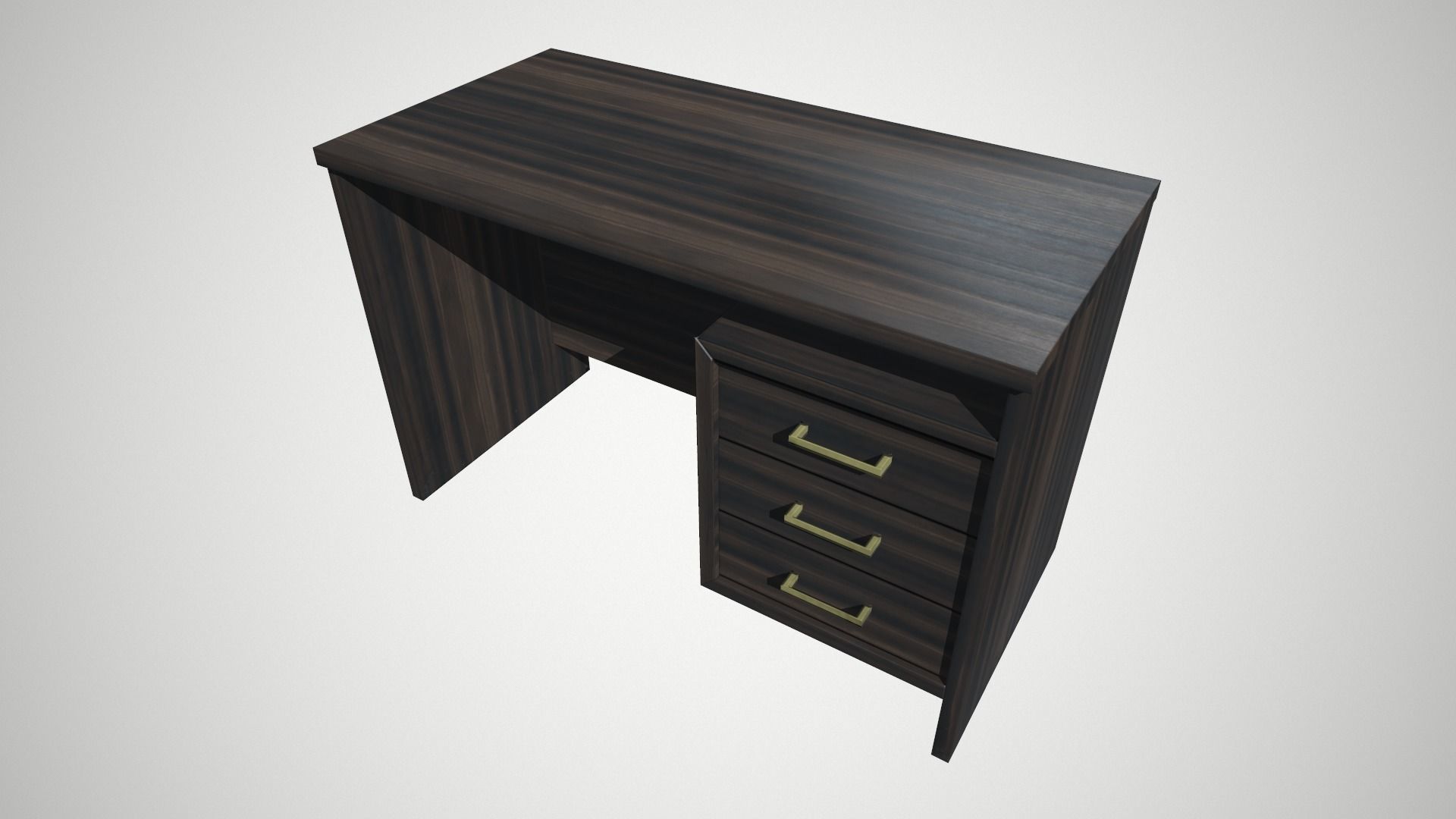 Modern Wood PC Desk Low Poly PBR Game Ready Asset tabble Low-poly 3D model_8