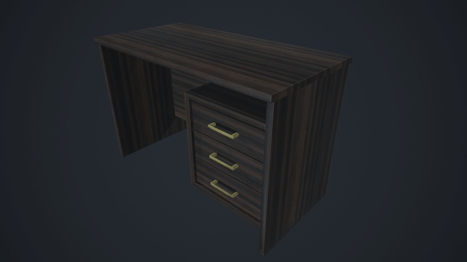 Modern Wood PC Desk Low Poly PBR Game Ready Asset tabble Low-poly 3D model_11
