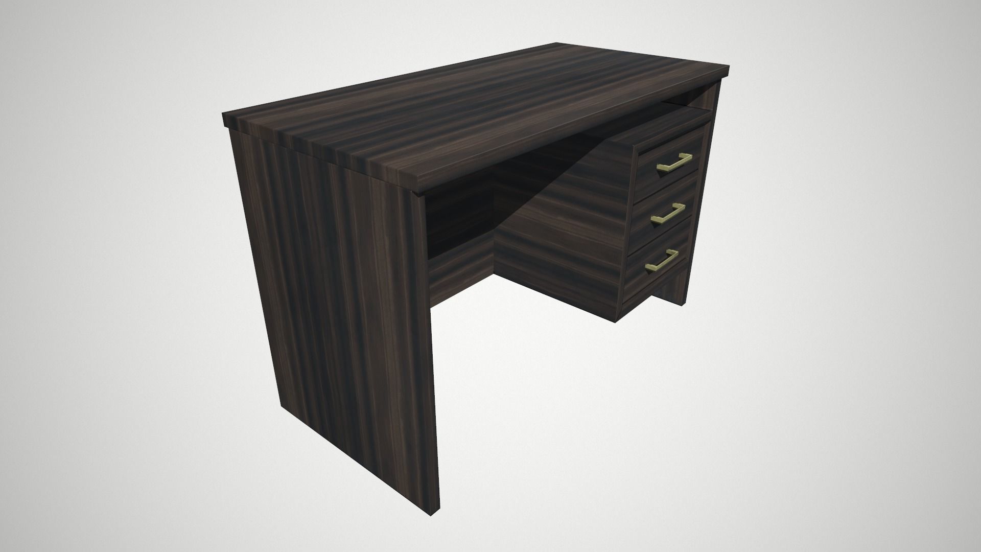 Modern Wood PC Desk Low Poly PBR Game Ready Asset tabble Low-poly 3D model_5