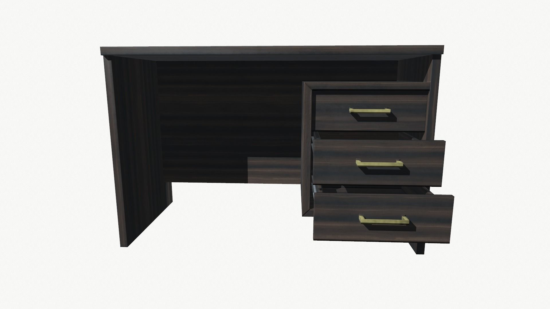 Modern Wood PC Desk Low Poly PBR Game Ready Asset tabble Low-poly 3D model_2