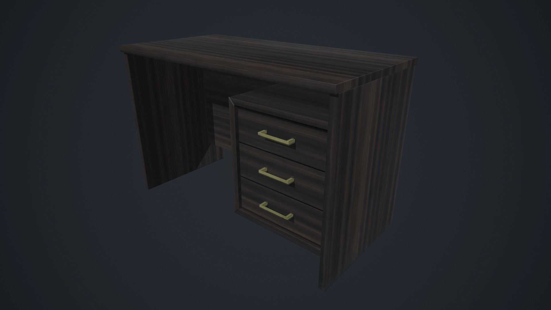 Modern Wood PC Desk Low Poly PBR Game Ready Asset tabble Low-poly 3D model_15