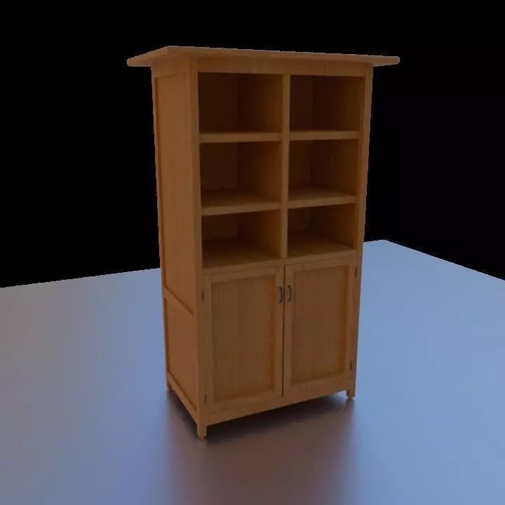 Cabinet wooden bookcase Free low-poly 3D model_0