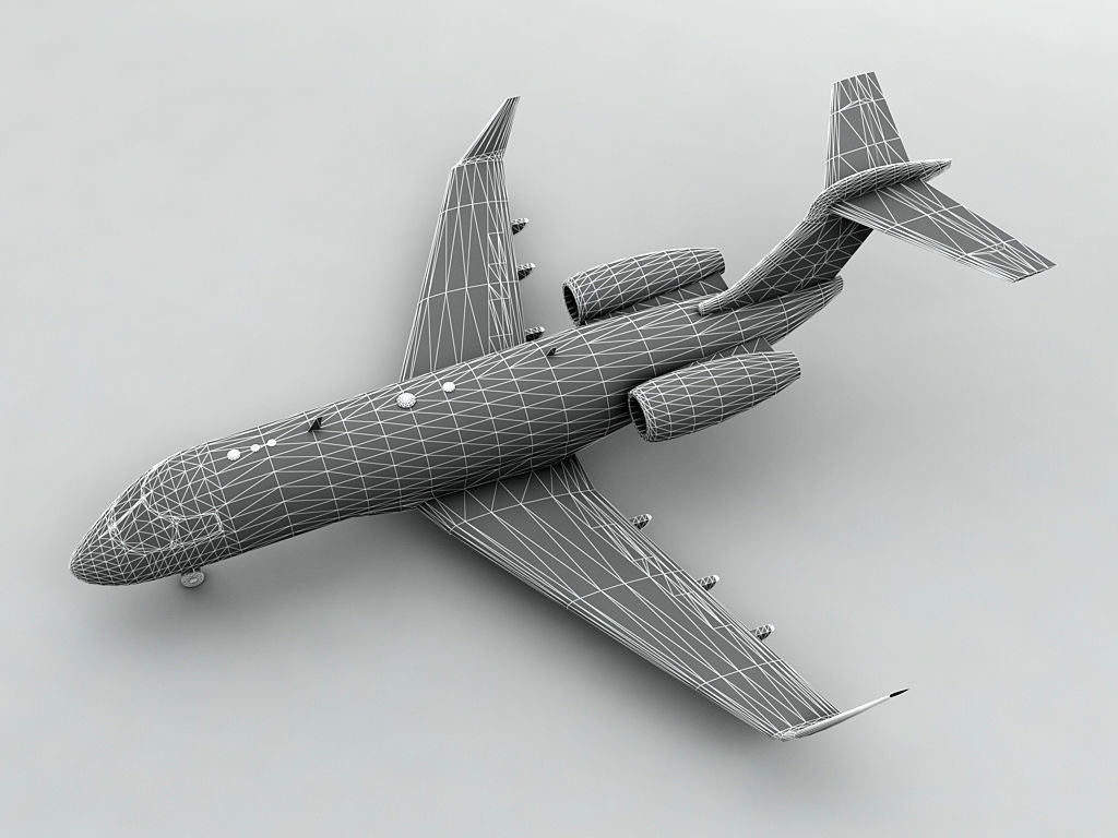 Bombardier Challenger 300 Aircraft Low-poly 3D model_2
