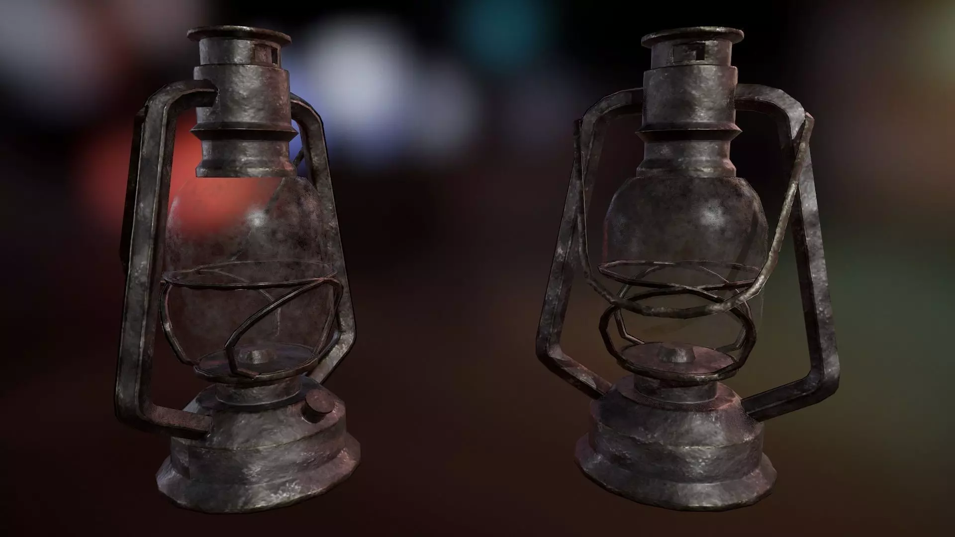 Old Lamp Low-poly 3D model_0