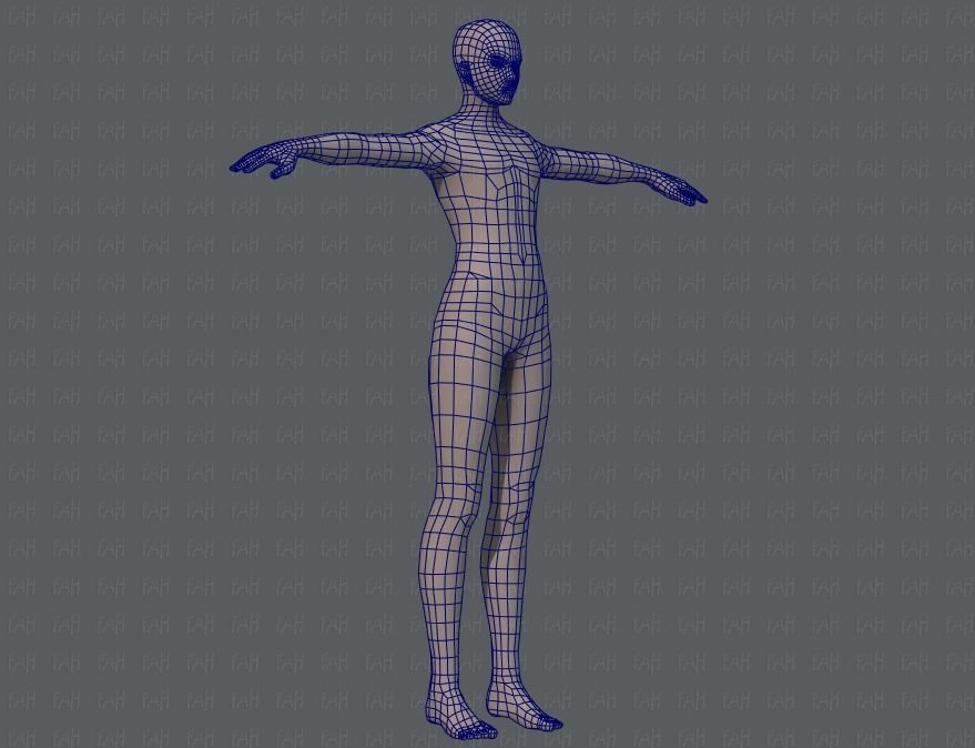Base mesh man character V04 Low-poly 3D model_10