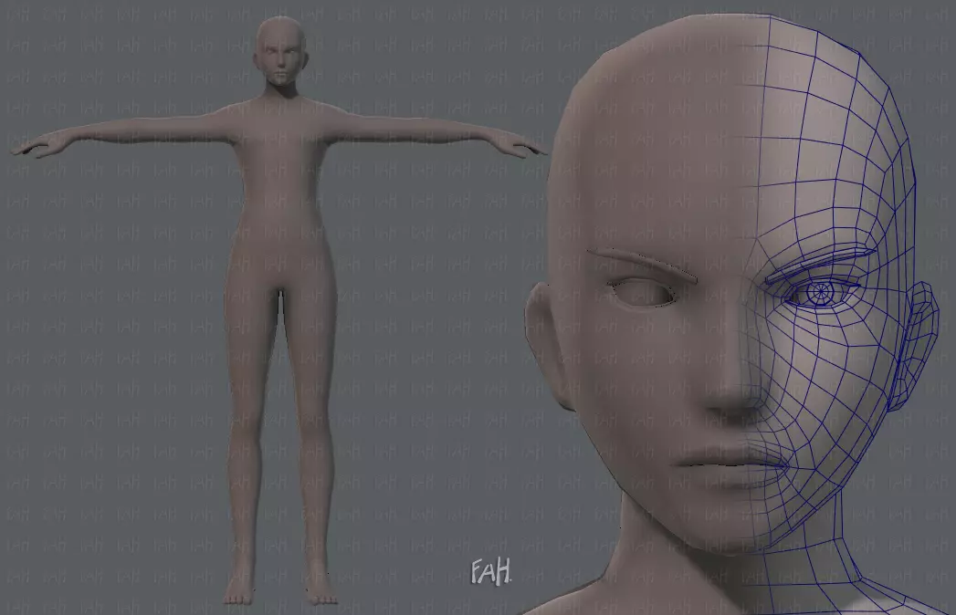 Base mesh man character V04 Low-poly 3D model_0