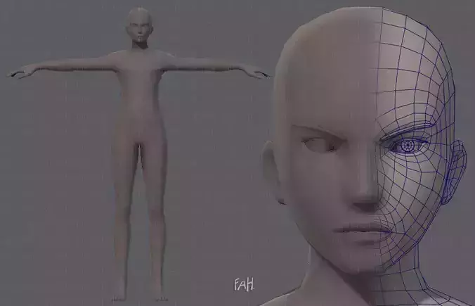 Base mesh man character V04 Low-poly 3D model