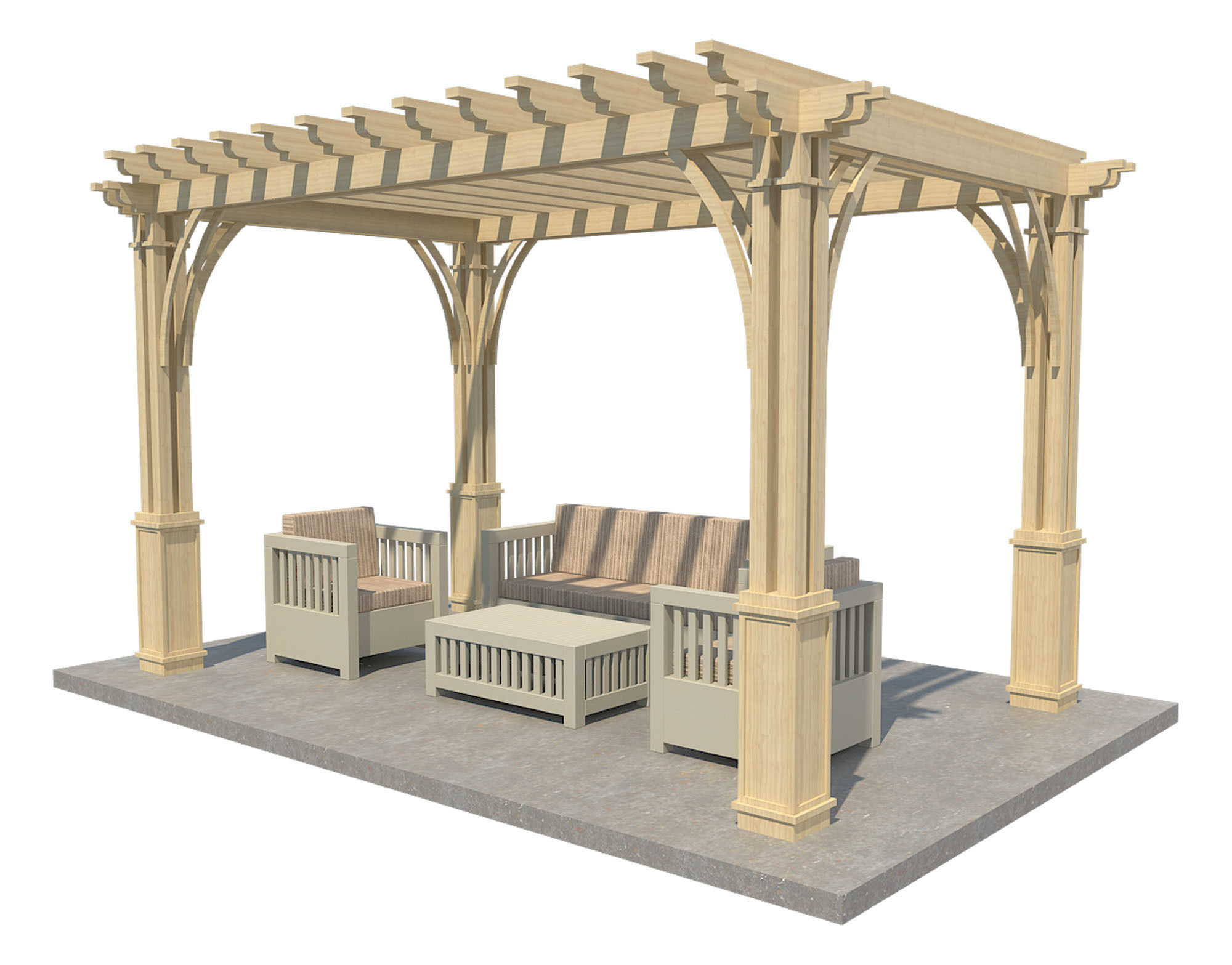 Pergola 12 Low-poly 3D model_2