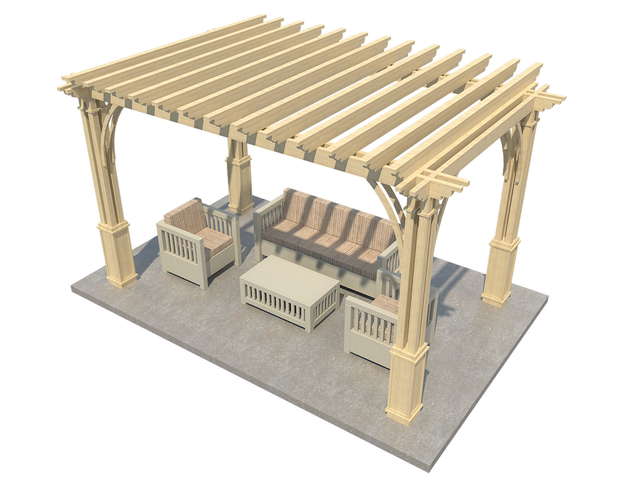Pergola 12 Low-poly 3D model_5