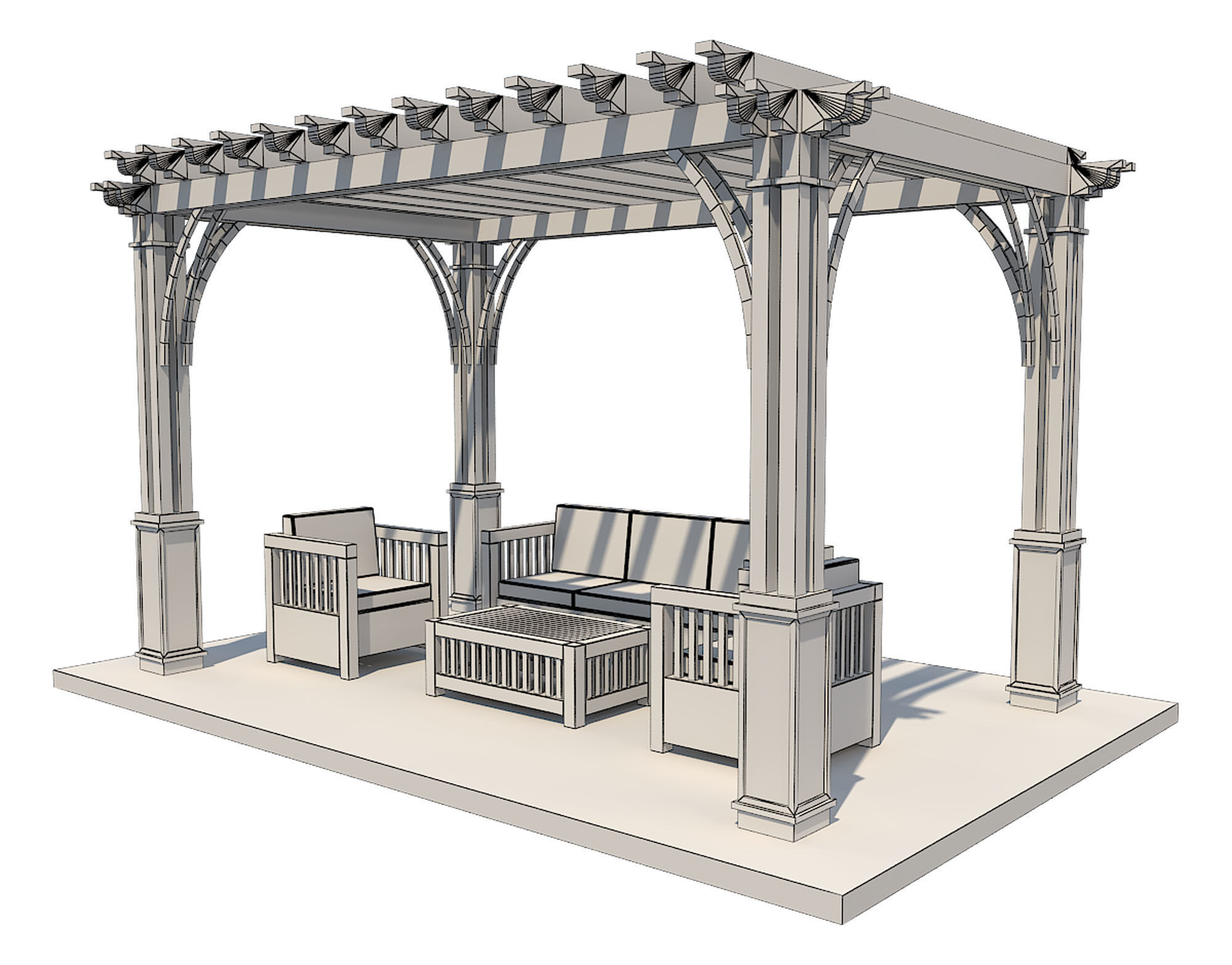 Pergola 12 Low-poly 3D model_10