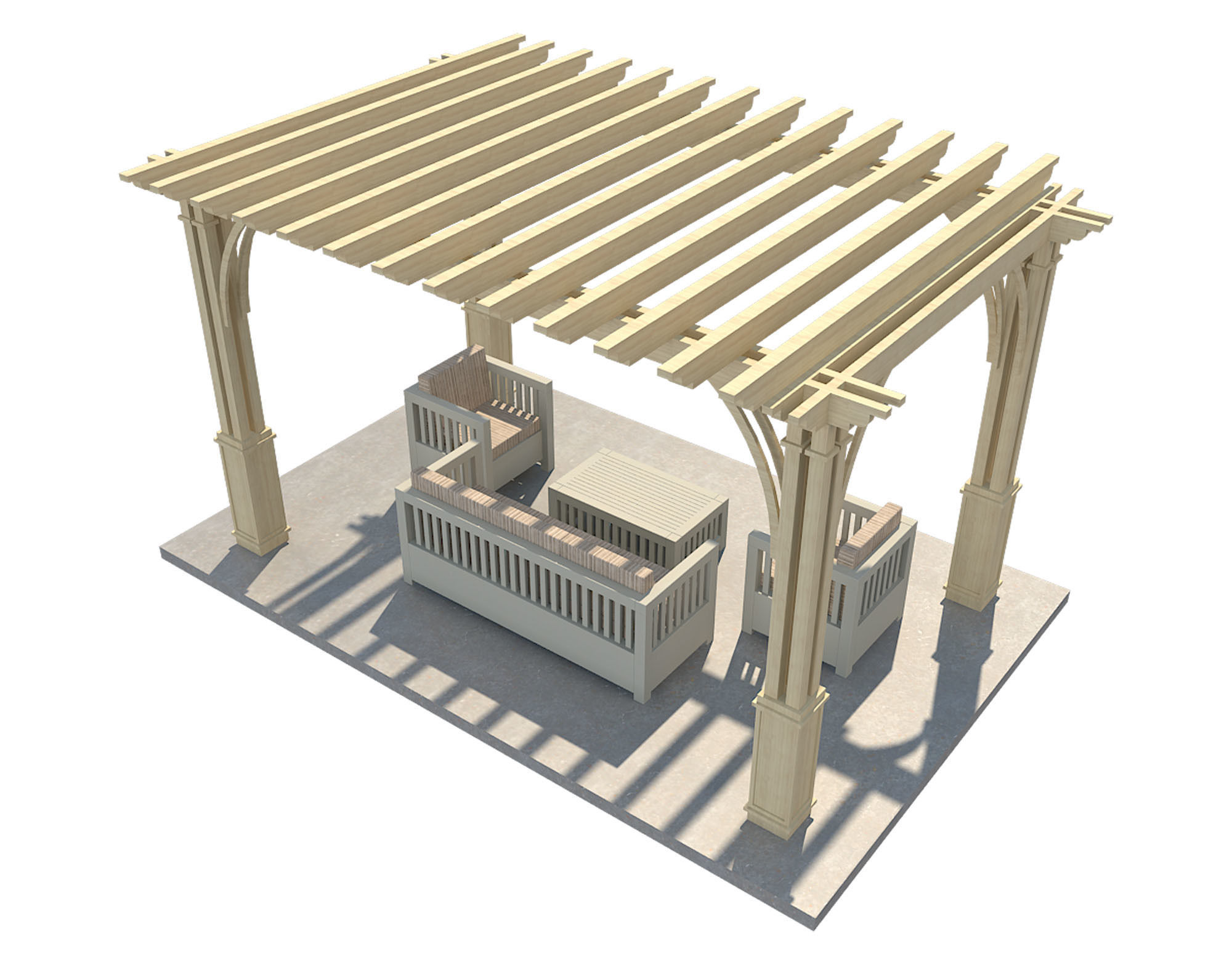 Pergola 12 Low-poly 3D model_4