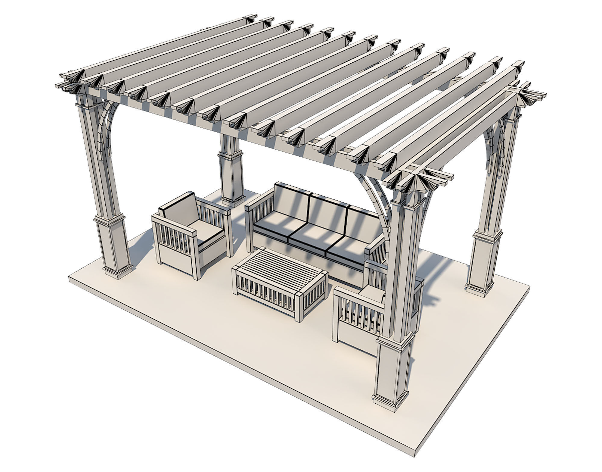 Pergola 12 Low-poly 3D model_9