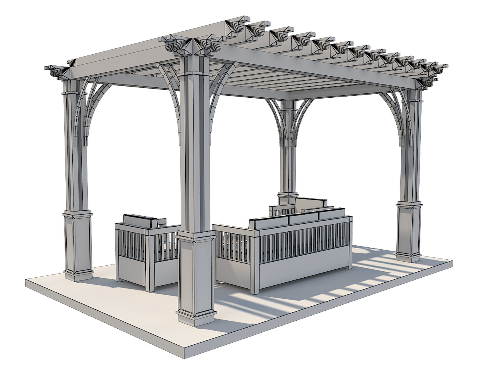 Pergola 12 Low-poly 3D model_6