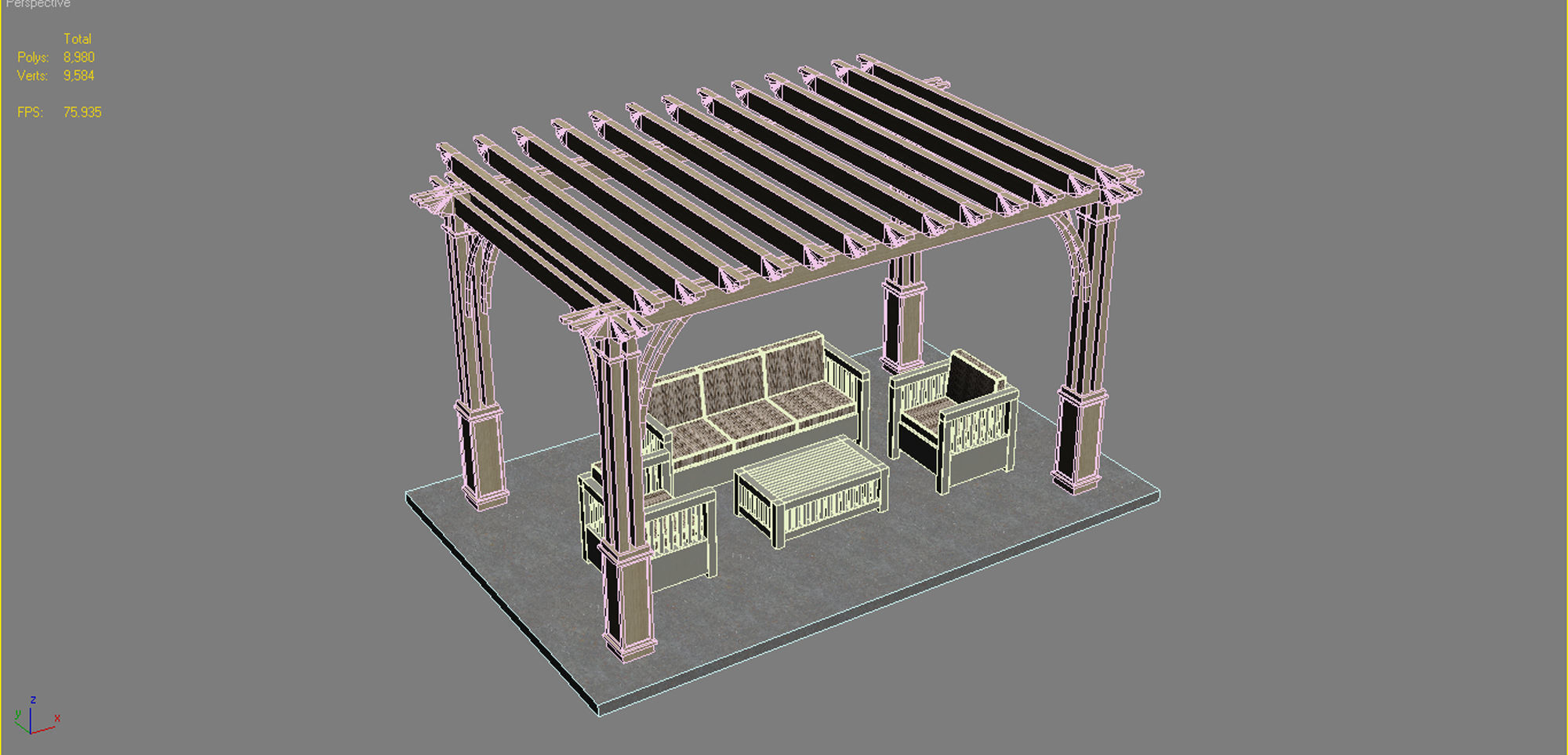 Pergola 12 Low-poly 3D model_12