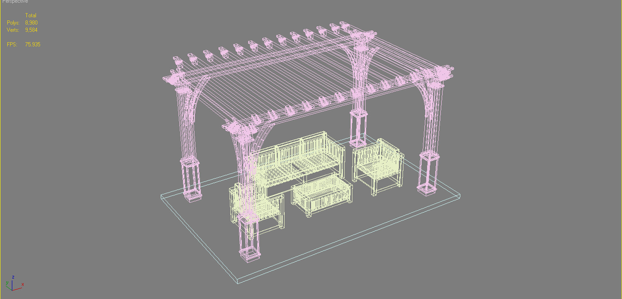 Pergola 12 Low-poly 3D model_13