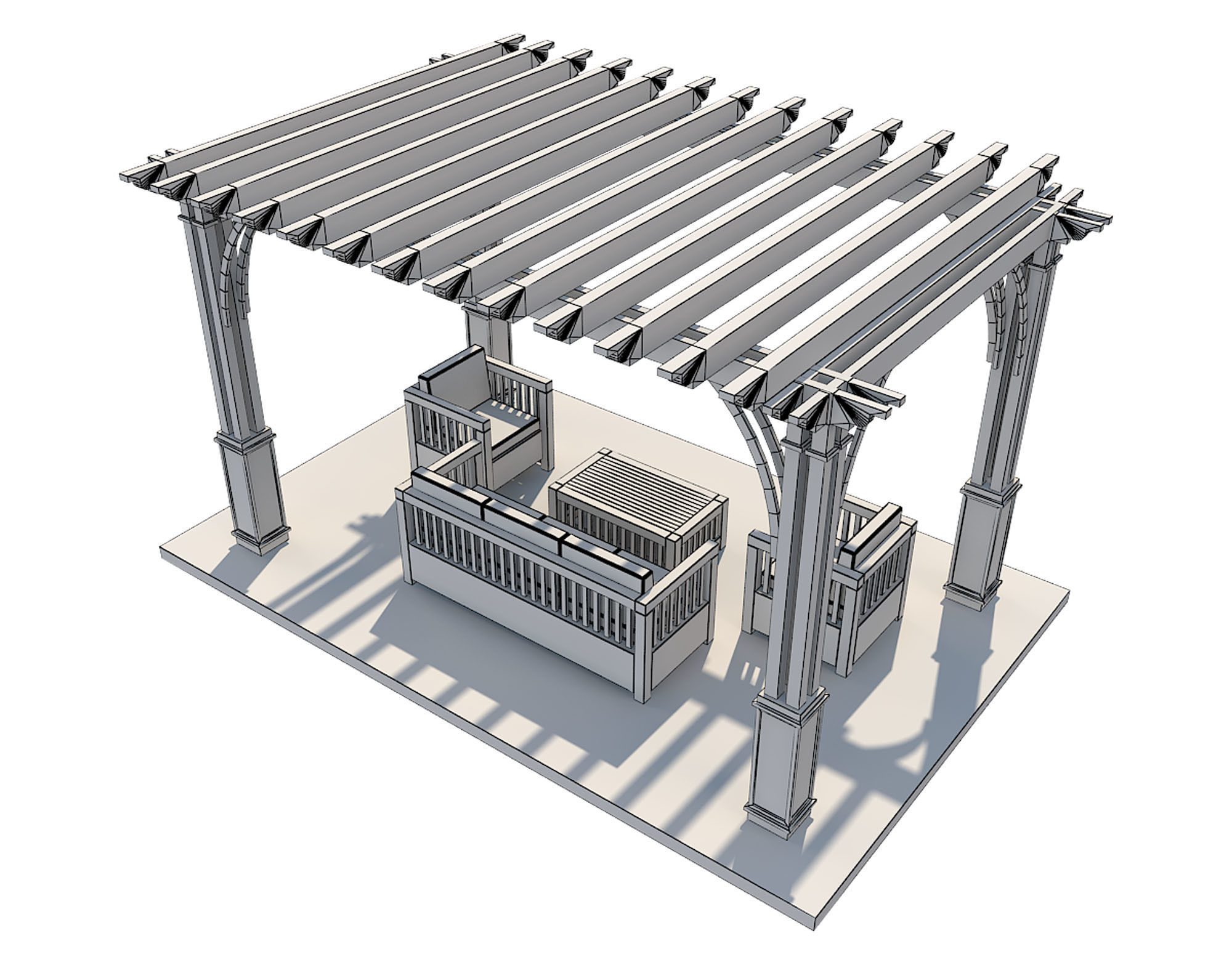 Pergola 12 Low-poly 3D model_11