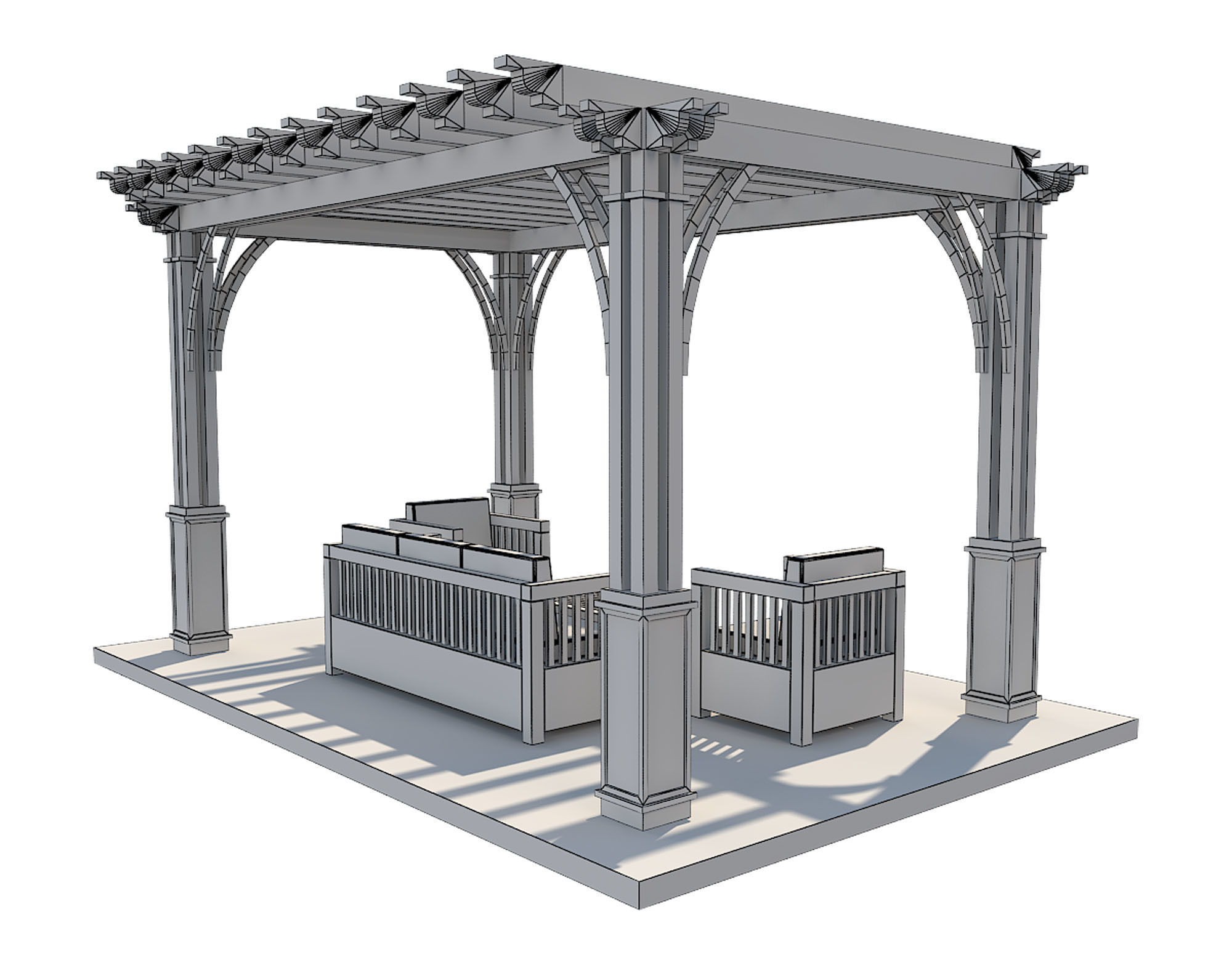 Pergola 12 Low-poly 3D model_7