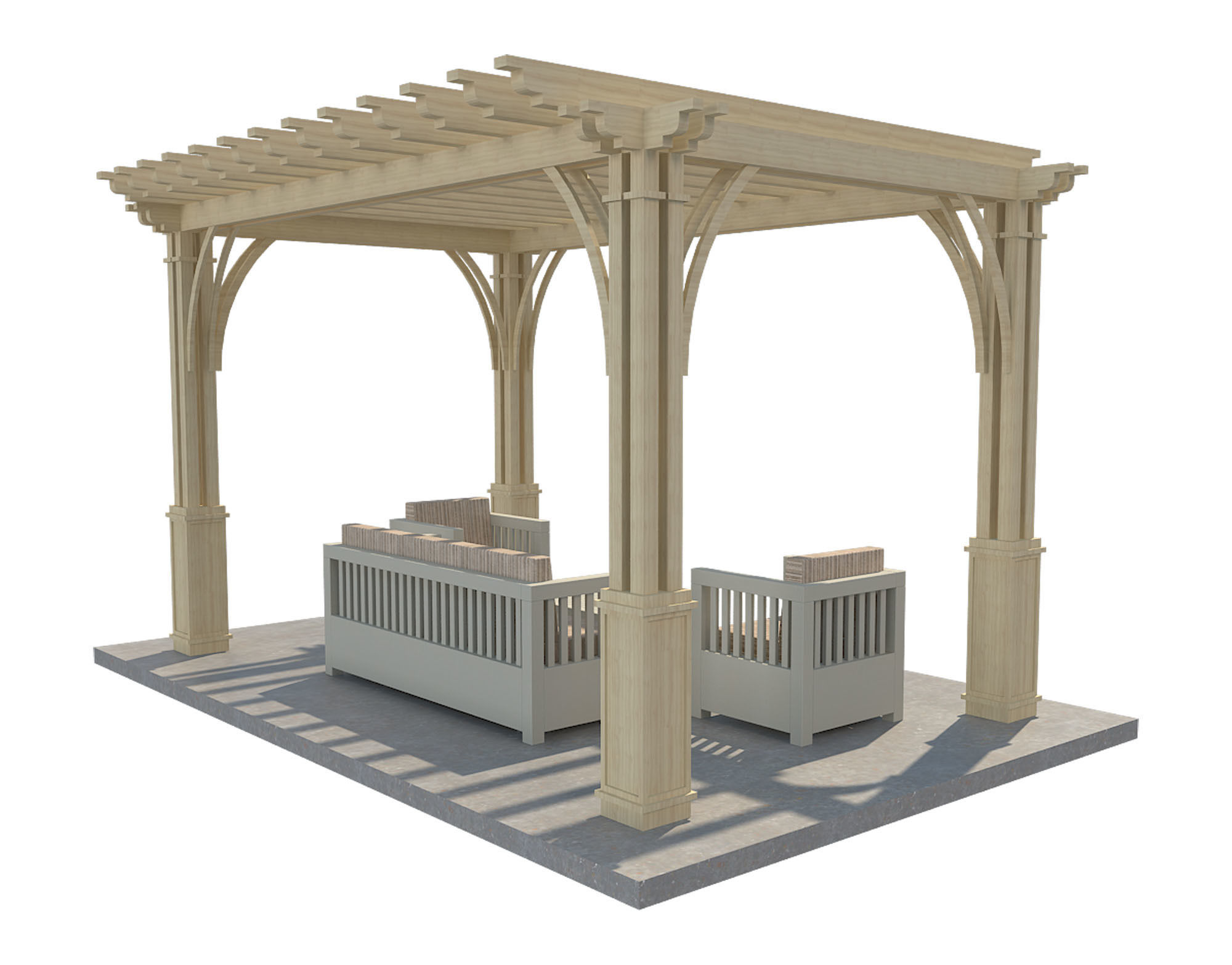 Pergola 12 Low-poly 3D model_3