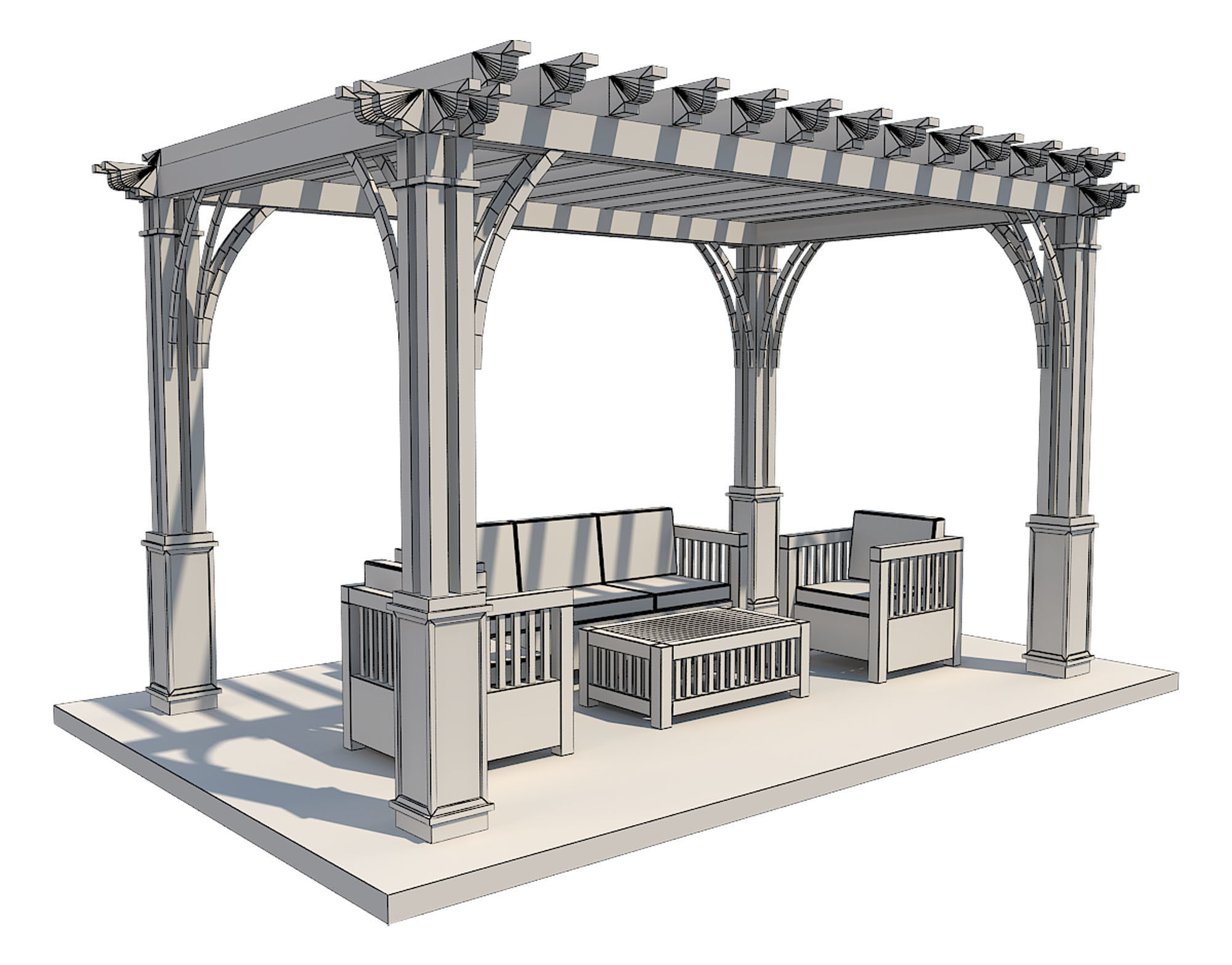 Pergola 12 Low-poly 3D model_8