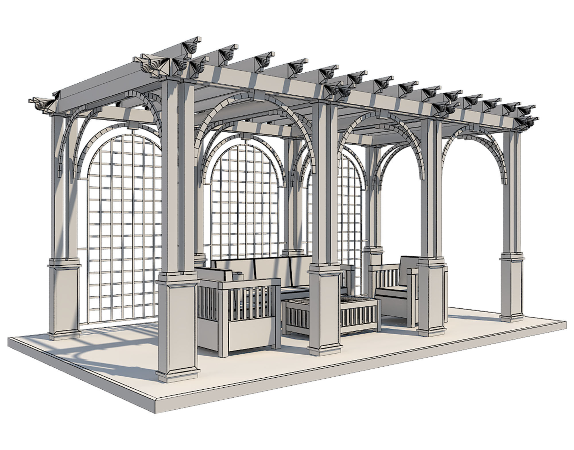 Pergola 13 Low-poly 3D model_6