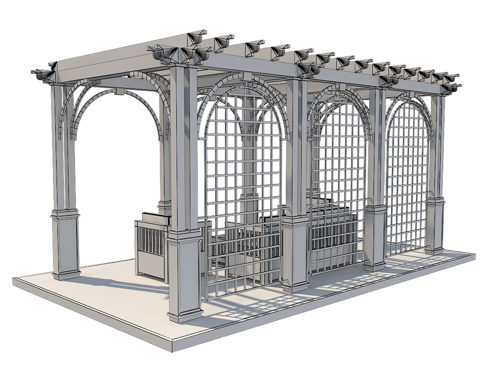 Pergola 13 Low-poly 3D model_7