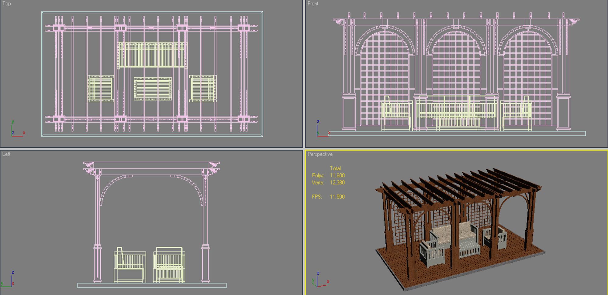 Pergola 13 Low-poly 3D model_13