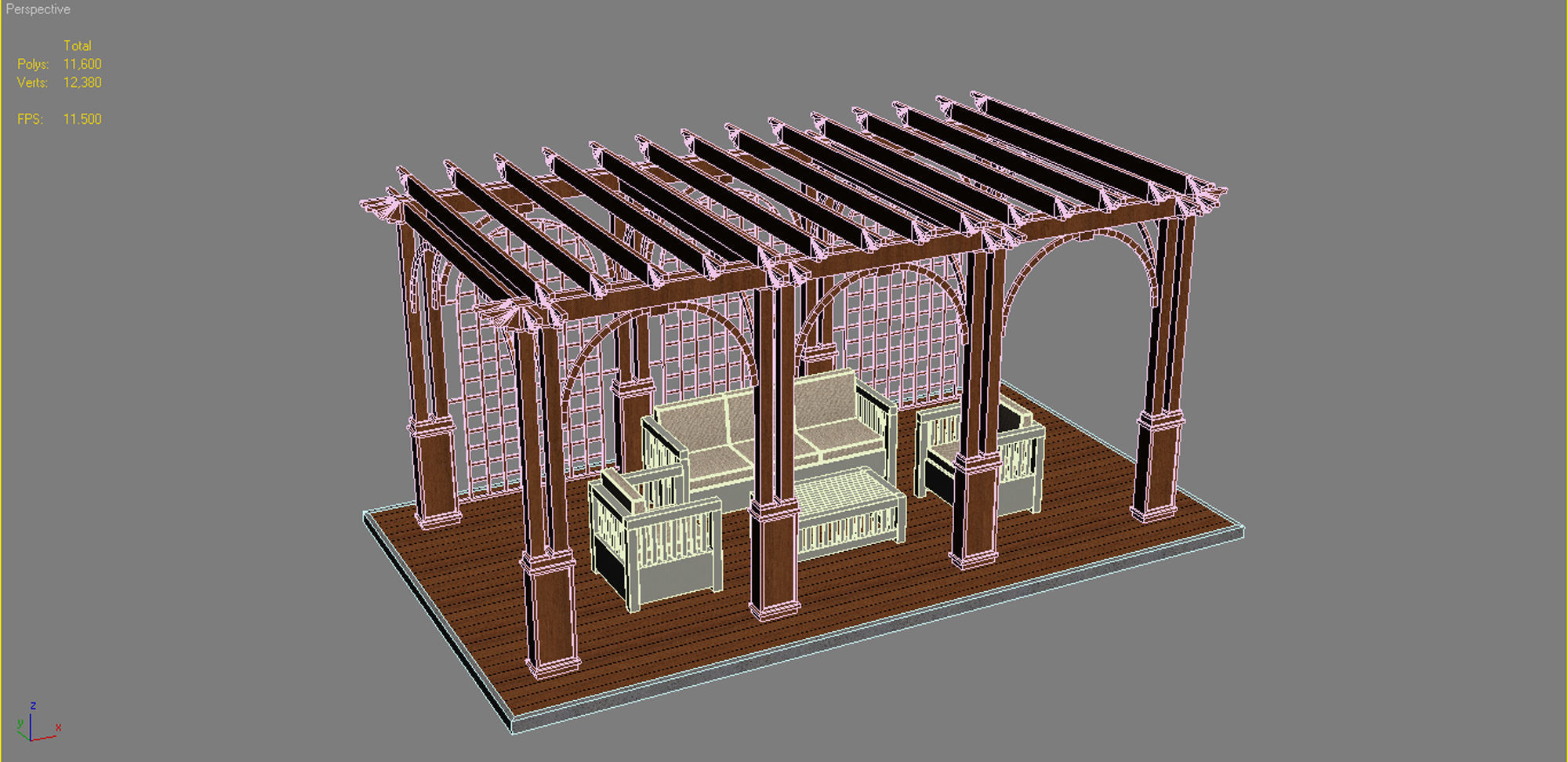 Pergola 13 Low-poly 3D model_14