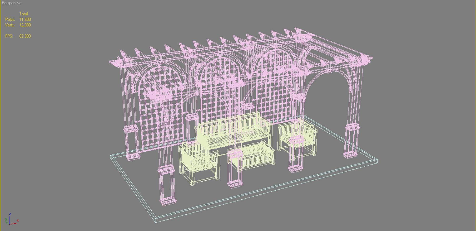 Pergola 13 Low-poly 3D model_12