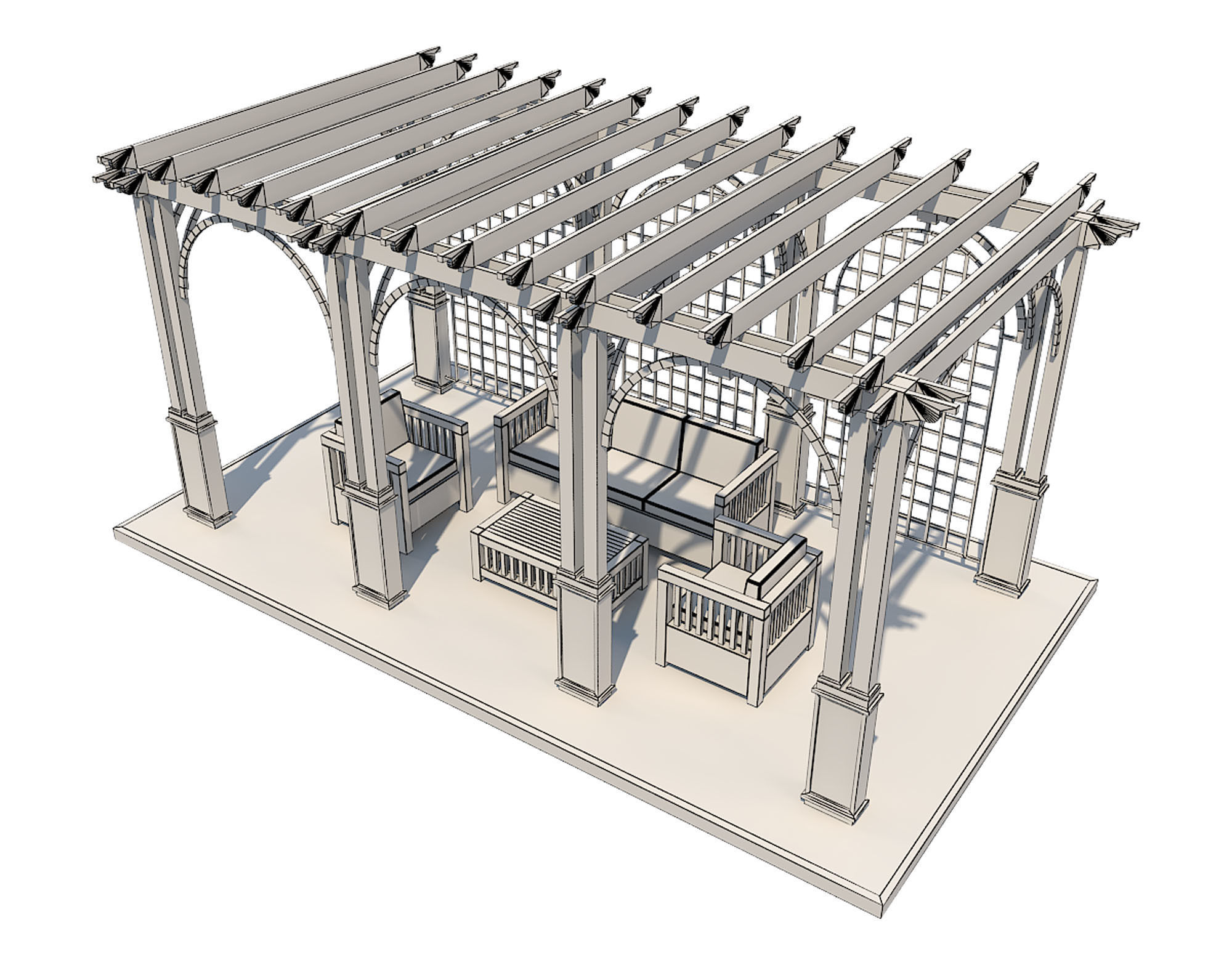 Pergola 13 Low-poly 3D model_11
