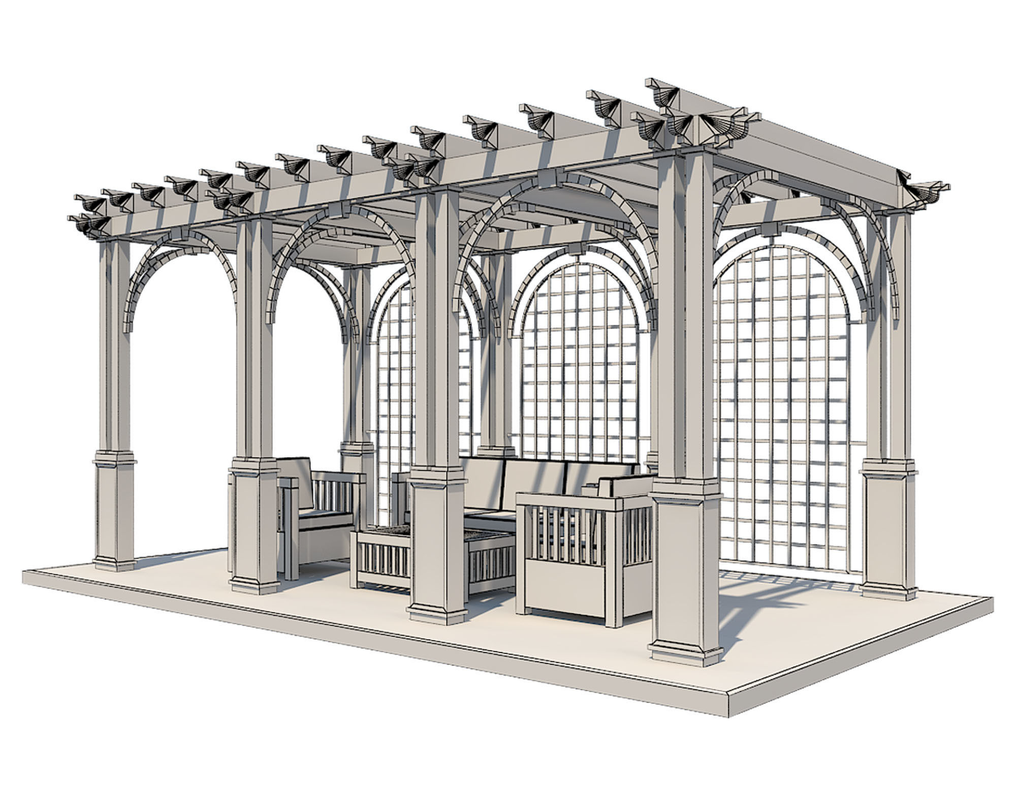 Pergola 13 Low-poly 3D model_8