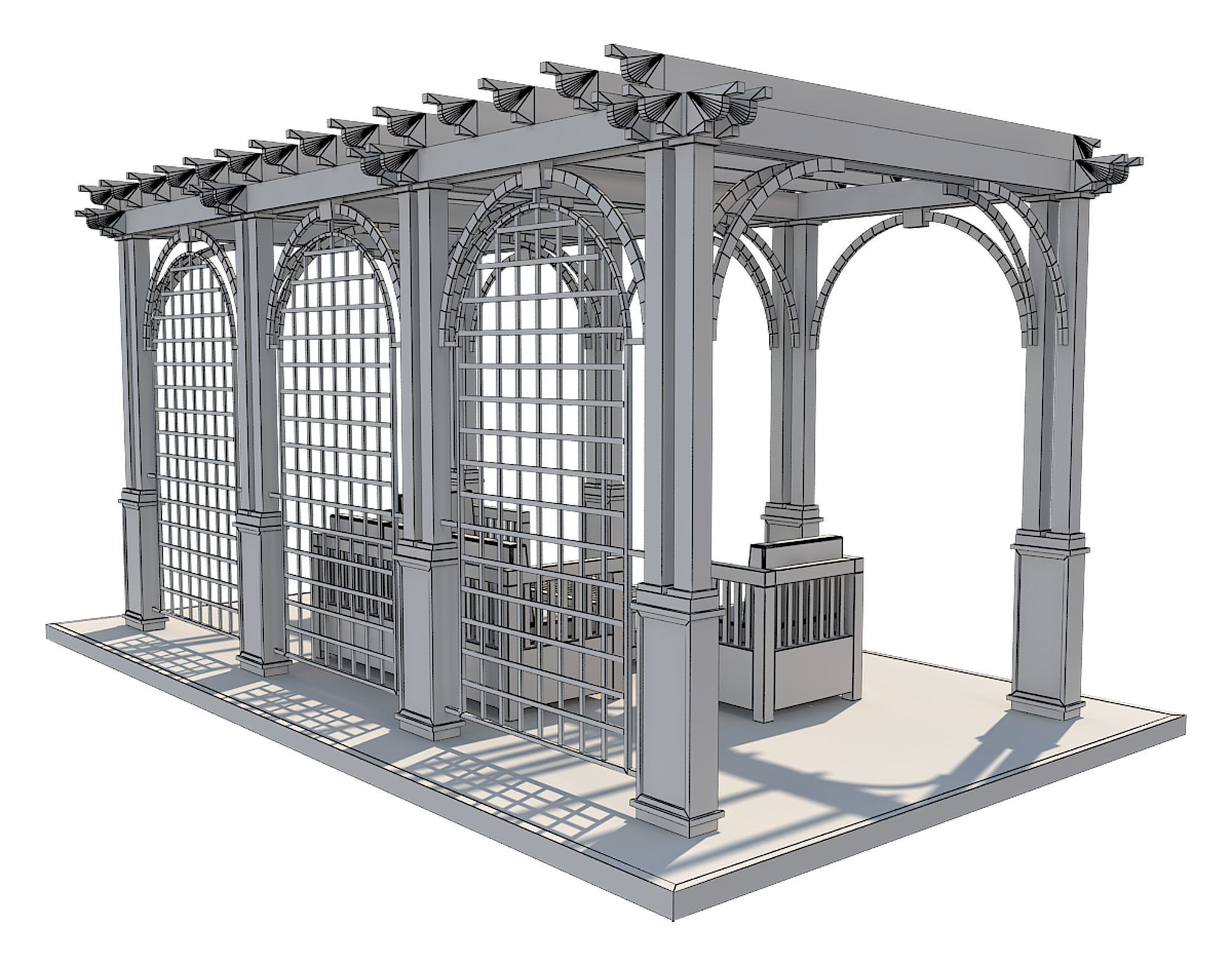 Pergola 13 Low-poly 3D model_9