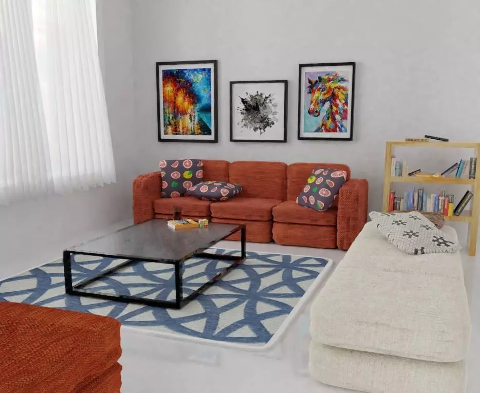 Simple room design in Blender 3d 3D model_0