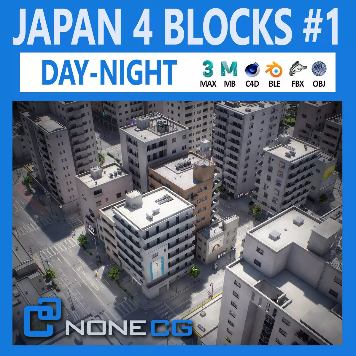 Japan 4 Blocks Set-1 3D model_0