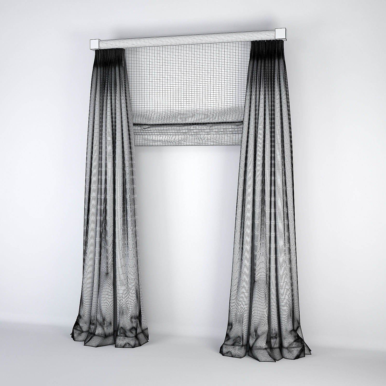Silk Curtains  3D model_2