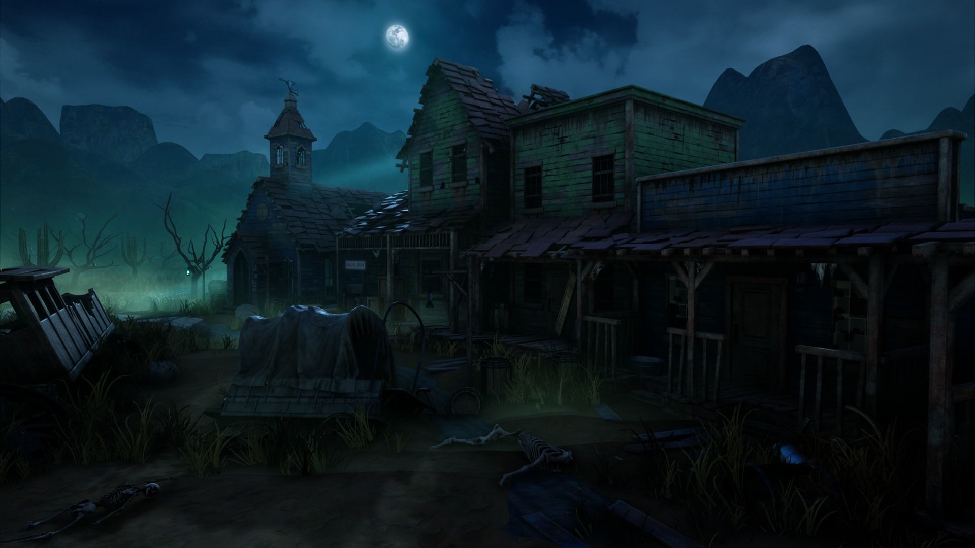 Wild West Ghost Town of Fogmourn UE4 Low-poly 3D model_5