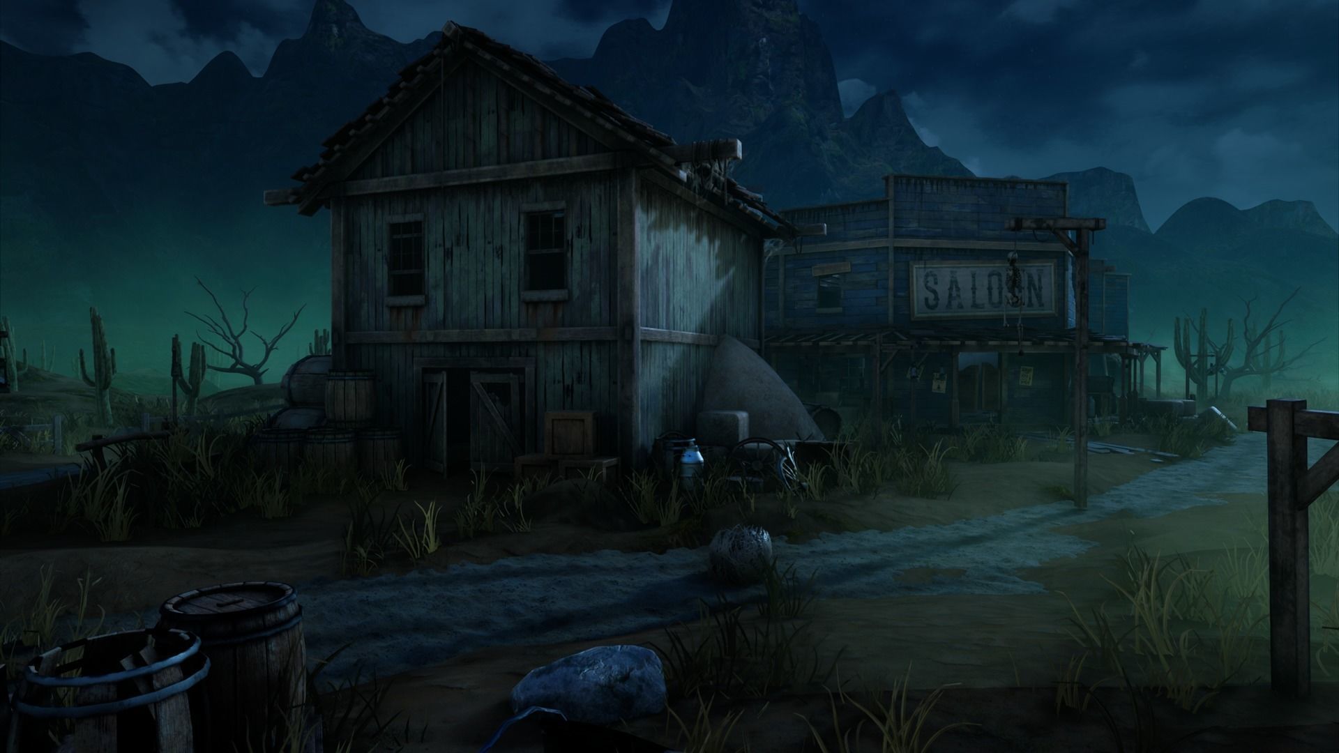 Wild West Ghost Town of Fogmourn UE4 Low-poly 3D model_6