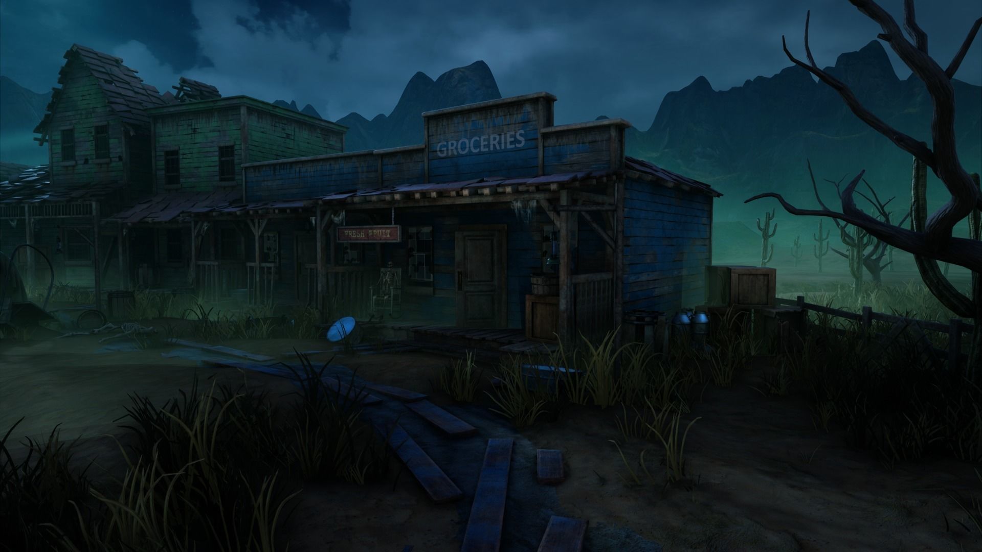 Wild West Ghost Town of Fogmourn UE4 Low-poly 3D model_4