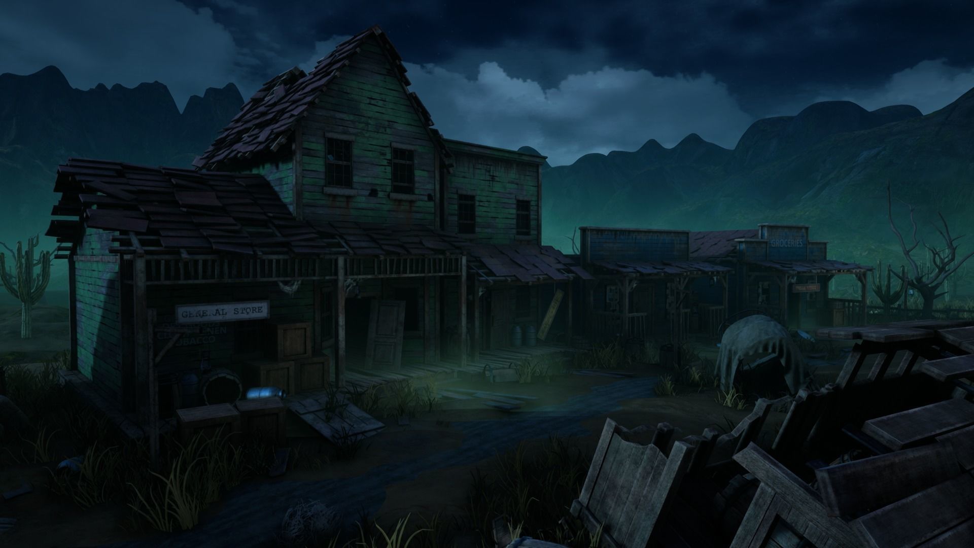 Wild West Ghost Town of Fogmourn UE4 Low-poly 3D model_1