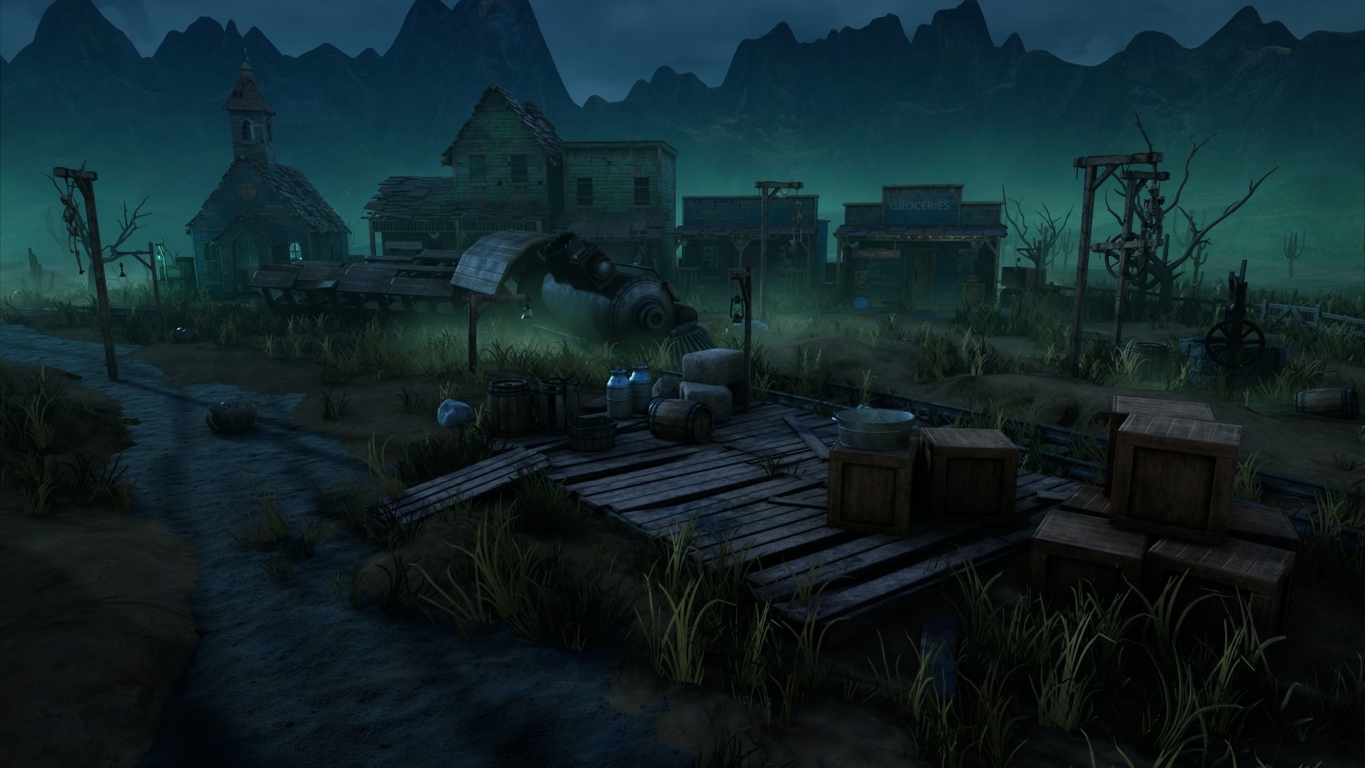 Wild West Ghost Town of Fogmourn UE4 Low-poly 3D model_3