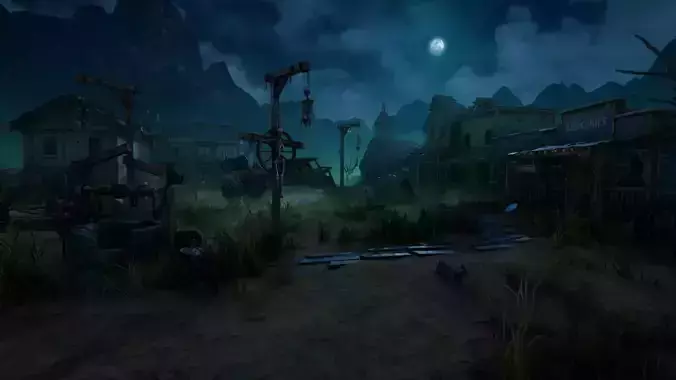 Wild West Ghost Town of Fogmourn UE4 Low-poly 3D model