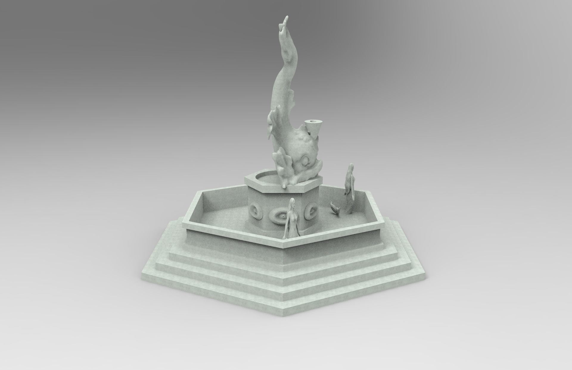 mermaid monument 3D print model_5