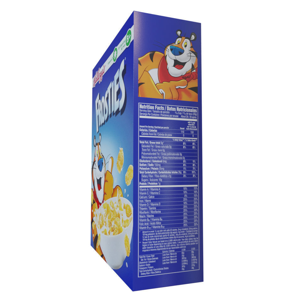 4 Assorted Cereal Boxes 3D model_2