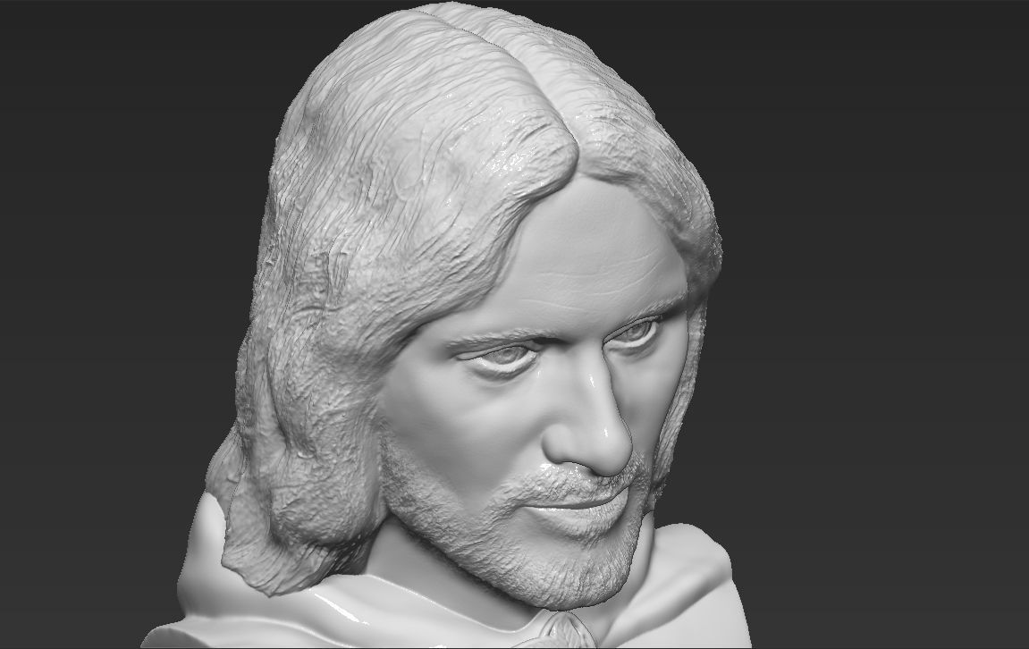 Aragorn bust Lord of the Rings 3D printing ready stl obj formats 3D print model_15