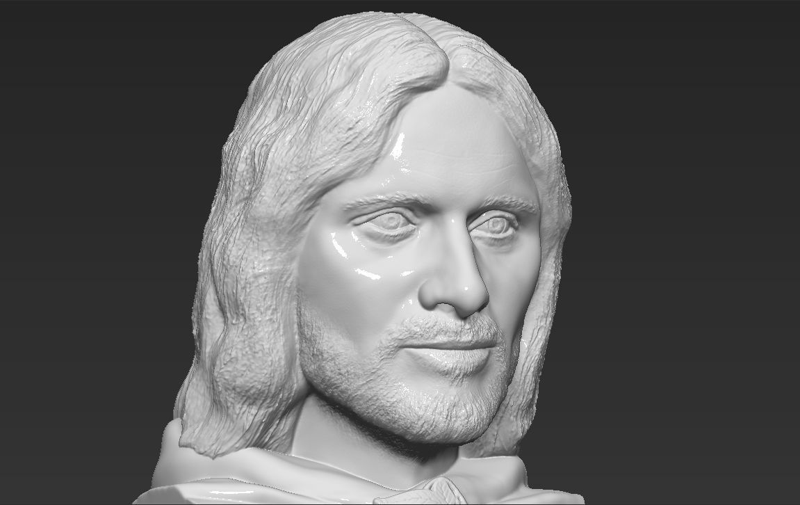 Aragorn bust Lord of the Rings 3D printing ready stl obj formats 3D print model_12